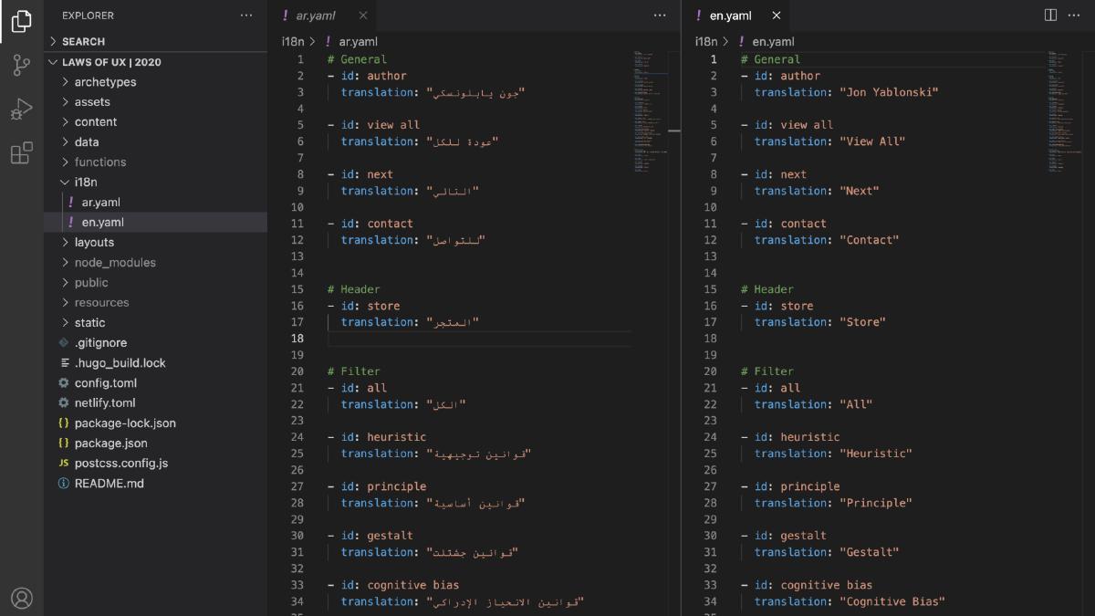 i18n translation configuration files