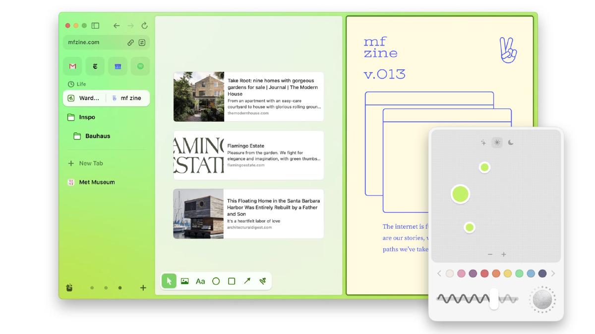 Arc enables you to find your perfect setup with split view, themes, and more.