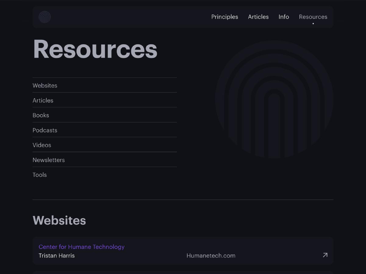 Resources page